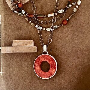 Silpada Sponge Coral Pendant on Sterling Silver Necklace.